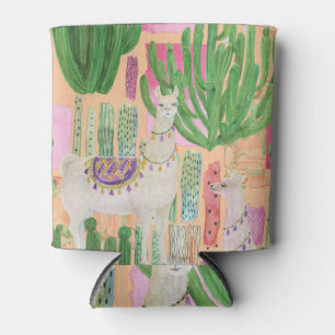 Enfriador De Latas Llamas acuarelas, cactus: patrón sin costura.