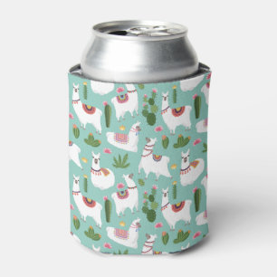 Enfriador De Latas Llamas lindas en modelo verde azulado