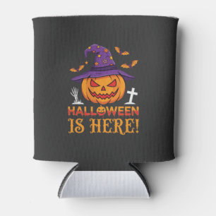 Enfriador De Latas Llega Halloween Bruja Calabaza Vector