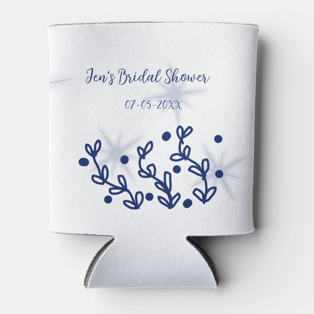 Enfriador De Latas Lluvia de estrellas azules lujo real para baby sho (Anverso)