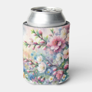 Enfriador De Latas Lluvia de primavera Flor de Acuarela Cottagecore