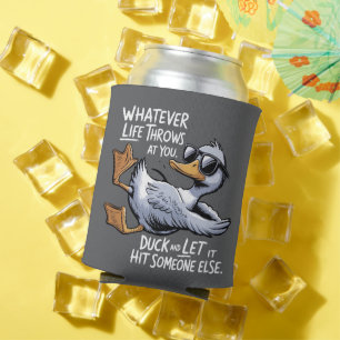 Enfriador De Latas Lo Que La Vida Te Arroje Divertido Pato Sarcástico