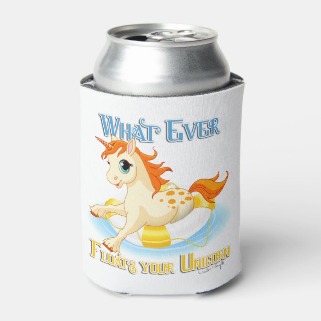 Enfriador De Latas Lo que sea que flote tu unicornio (Lata Anverso)