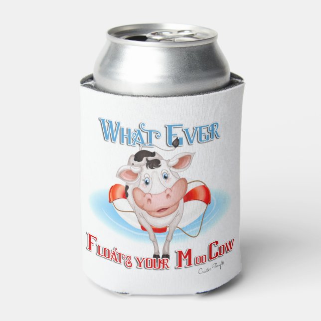 Enfriador De Latas Lo que sea que flote tu vaca lunar (Lata Anverso)