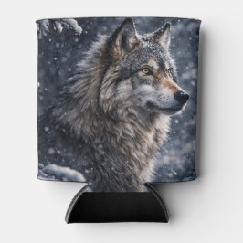 Enfriador De Latas Lobo Mágico Místico en la Nieve