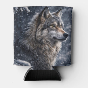 Enfriador De Latas Lobo Mágico Místico en la Nieve