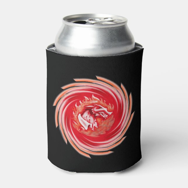 Enfriador De Latas Lobo salvaje remolino negro refrigerador de bebida (Lata Anverso)
