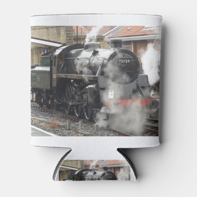 Enfriador De Latas Locomotora de vapor en la estación (Anverso)