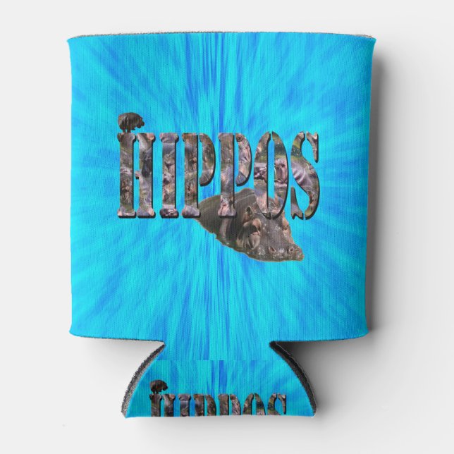 Enfriador De Latas Logo De Hippo Picture Con Hippos, (Anverso)
