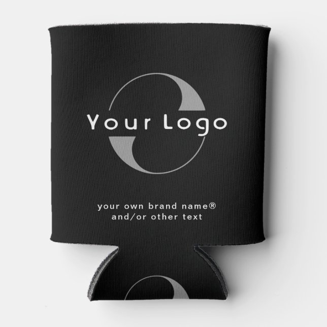 Enfriador De Latas Logo sobre Black + White Text Company Business Can (Anverso)