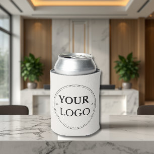 Enfriador De Latas Logotipo Empresa Negocio Corporativo Crema Branded