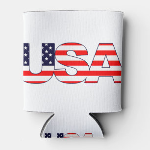 Enfriador De Latas Logotipo iniciales USA con bandera americana