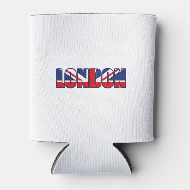 Enfriador De Latas Londres con bandera británica (Anverso)