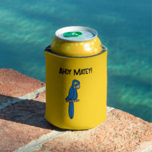 Enfriador De Latas Loro Pirata de Dibujos Animados Ahoy Matey, Loro M