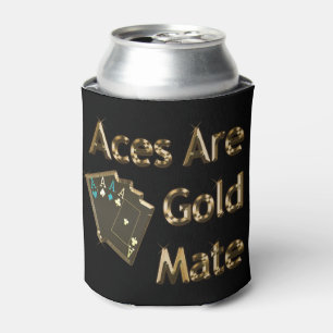 Enfriador De Latas Los Ases Son El Diseño De Poker Dorado De Gold Mat