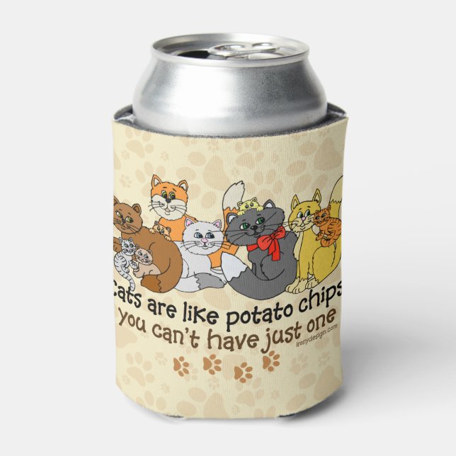 Enfriador De Latas Los gatos son como papas fritas (Lata Anverso)