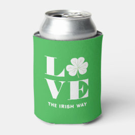 Enfriador De Latas Love Shamrock Clover Irlanda Personalizado blanco 