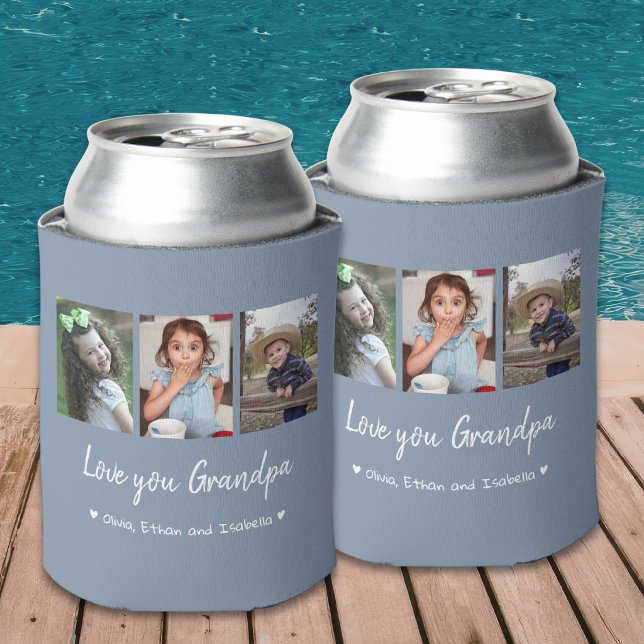 Enfriador De Latas Love You Grandpa Grandkids 3 Photo Collage Gray  (Subido por el creador)