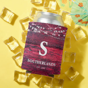 Enfriador De Latas Luces de Cuerda de Madera Roja Rústica Familia