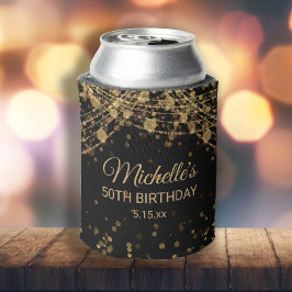 Enfriador De Latas Luces de Cuerda de Oro Negro Cumpleaños Adulto