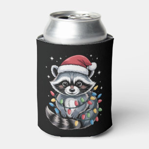 Enfriador De Latas Luces de Cuerdas de Mapache de Navidad Gorro de Sa