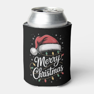 Enfriador De Latas Luces de Feliz Navidad Sombrero de Santa Navidad F