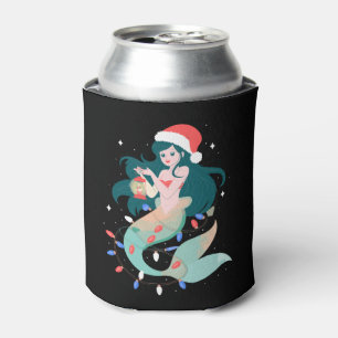 Enfriador De Latas Luces de linterna de gorro de Santa Mermaid Navida