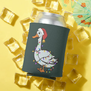 Enfriador De Latas Luces de Navidad de Pato Divertido Ganso Tonto Luc