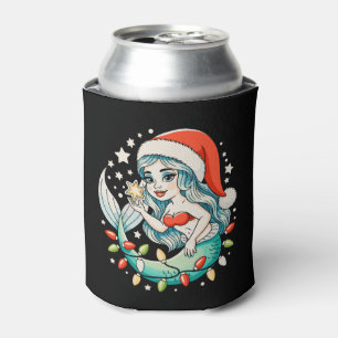 Enfriador De Latas Luces de Navidad de Sirena Sombrero de Santa Vibra