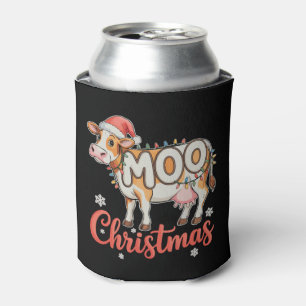 Enfriador De Latas Luces de Navidad MOO Vaca Granjero Agricultura