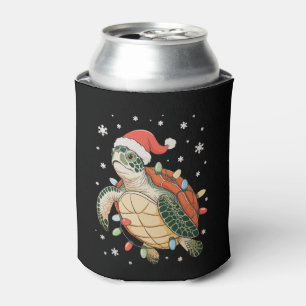 Enfriador De Latas Luces de Navidad Tortuga Marina Gorro de Navidad F
