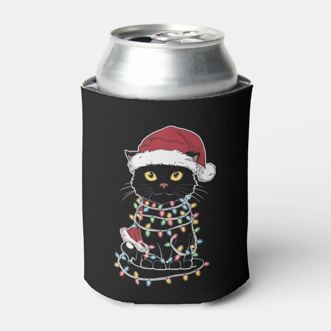 Enfriador De Latas Luces divertidas de los Navidades de Cat Lover (Lata Anverso)