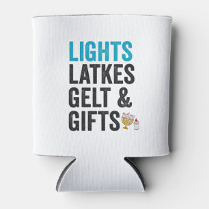 Enfriador De Latas Luces latkes gelt y regalos divertidos Hanukkah ju