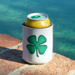Enfriador De Latas Lucky 4 Leaf Irish Clover white refrigerador de be