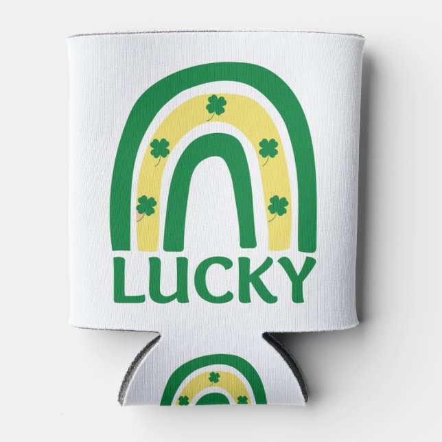 Enfriador De Latas Lucky Shamrock Rainbow St Patrys (Anverso)