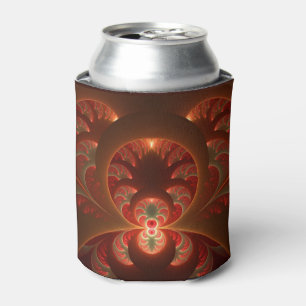 Enfriador De Latas Luminoso abstracto moderno naranja rojo Fractal