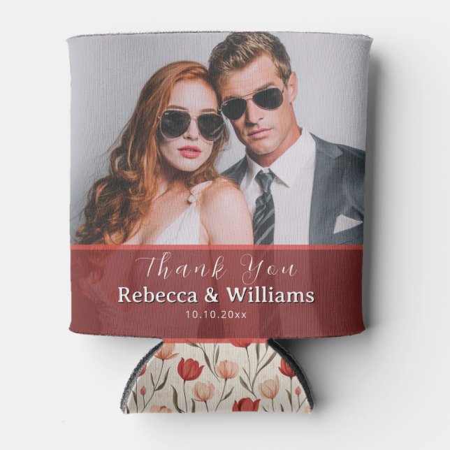 Enfriador De Latas Luxurious Tulip Greenery Wedding Can Cooler (Anverso)