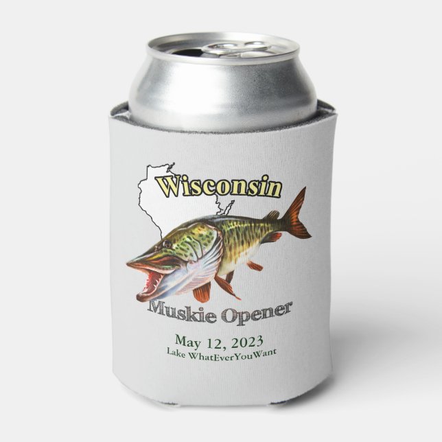 Enfriador De Latas Luz de apertura del personalizado/fecha Wisconsin  (Lata Anverso)