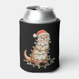 Enfriador De Latas Luz de Navidad Animal Nutria Santa Hqt Navidad