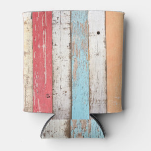 Enfriador De Latas Madera Vintage: Textura Cruzada Multicolores.