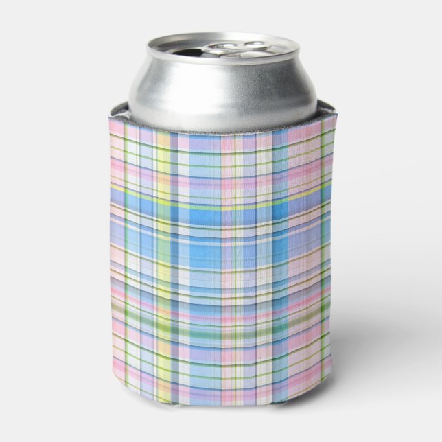 Enfriador De Latas Madrás de perrito azul amarillo blanco (Lata Anverso)
