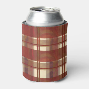 Enfriador De Latas Madrás Plaid Cae Rojo