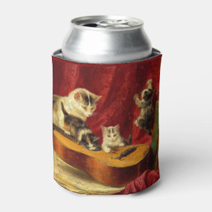 Enfriador De Latas Madre gata y gatitos jugando con guitarra