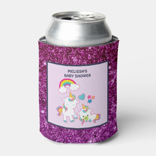 Enfriador De Latas Madre y bebé Unicornio Tema mágico (Lata Anverso)