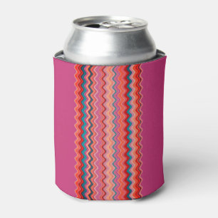 Enfriador De Latas Magenta Coral Salmon Naranja Wavy Azul Zigzag
