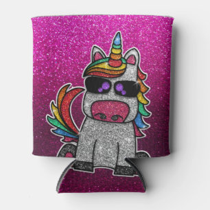 Enfriador De Latas Magnífico Día de Cumpleaños del Purpurina Rainbow