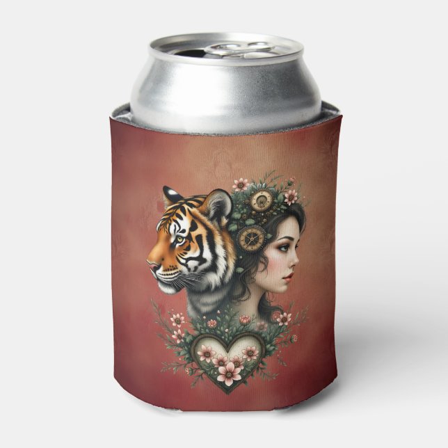 Enfriador De Latas Magnífico mundo floral de steampunk (Lata Anverso)