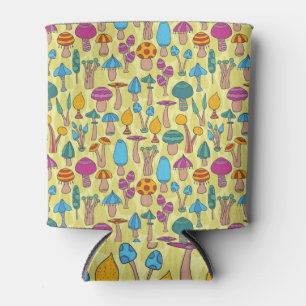 Enfriador De Latas Magnífico Mushrooms Doodle Seamless Pattern
