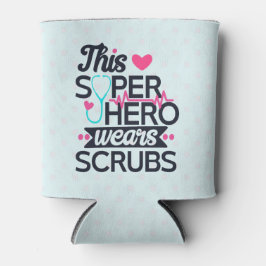 Enfriador De Latas Magnífico superhéroe de enfermería dice tipografía