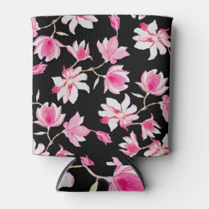 Enfriador De Latas Magnolia romántica: acuarela negra